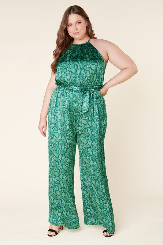 Green snake print sales jumpsuit