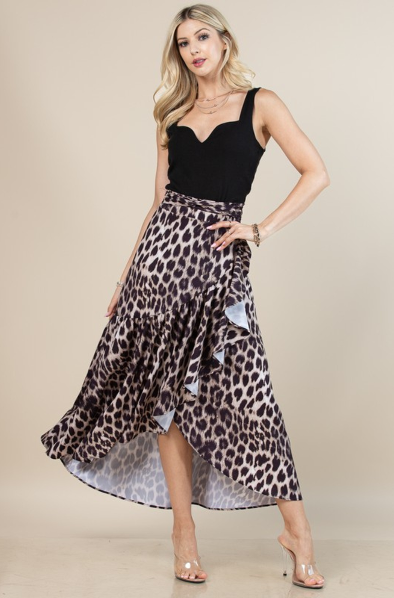 Animal print wrap around skirt best sale